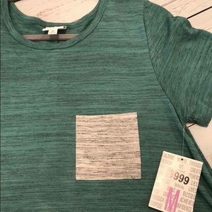 M green and grey microstripe Lularoe Carly